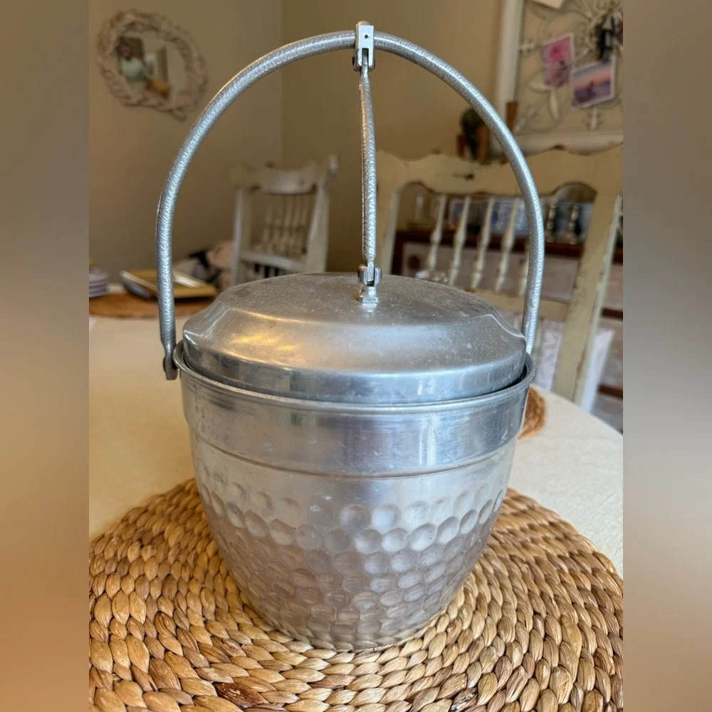 vintage Nasco Italian hammered aluminum ice bucket